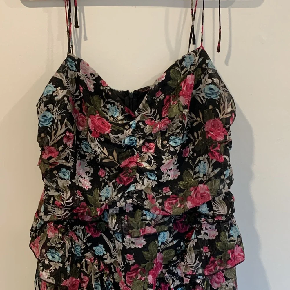 ACOA Black Floral Dress with Ruffles and Layers - Size XL - Picture 8 of 15
